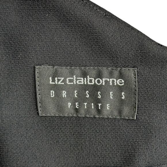 Liz Claiborne Black Classic Sleeveless V-Neck Sheath Dress Womens Petite 8 - Picture 3 of 7